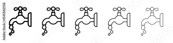Fototapeta Water tap icon thin outline logo mark set