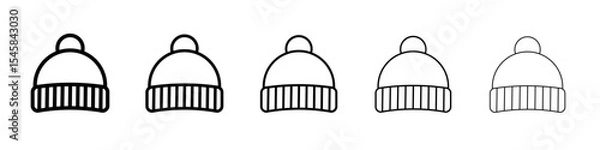 Fototapeta Winter cap icon thin outline logo mark set