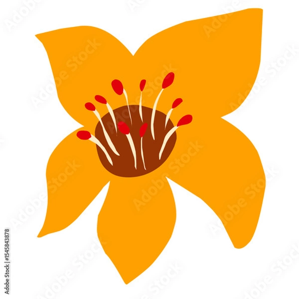 Fototapeta Bright Yellow and Red Flower Art