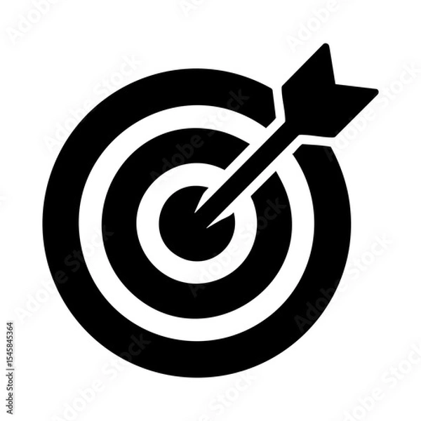 Fototapeta Target icon with arrow hitting center representing goal achievement and business focus