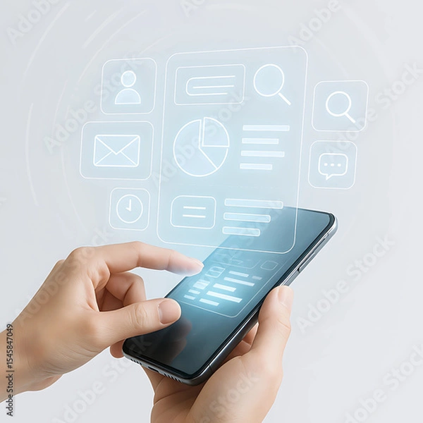 Fototapeta Futuristic Smartphone Interface with Holographic UI Elements