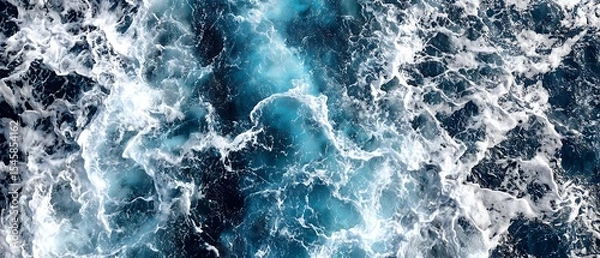 Obraz Ocean waves white foam deep blue water texture background