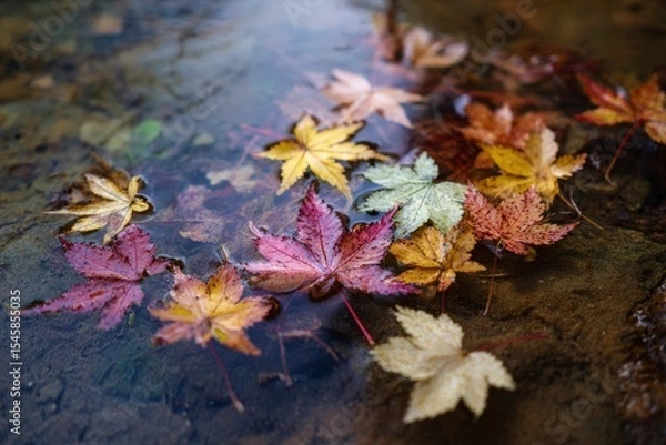 Fototapeta Autumn Maple Leaf on Water