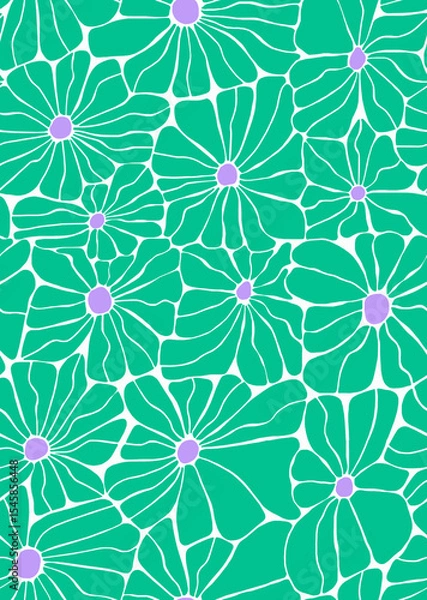 Obraz A pattern of large daisies in bright colors .Seamless pattern.