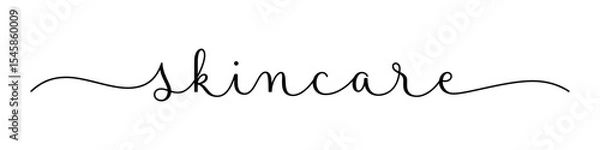 Fototapeta SKINCARE vector brush calligraphy banner with swashes on white background