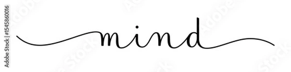 Fototapeta MIND black vector brush calligraphy banner with swashes on white background