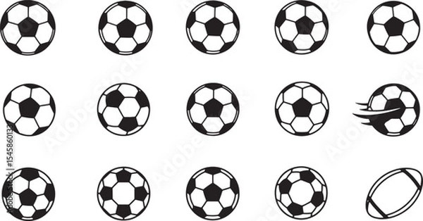 Fototapeta This graphic presents twenty variations of classic black and white soccer ball icons