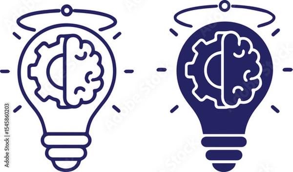 Obraz brain, light bulb, gear, concept, icon, idea, innovation, intelligence, thinking, creativity, problem solving, technology