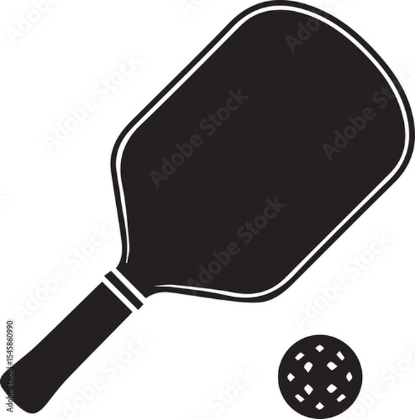 Obraz pickleball racket, black and white, simple design, minimalist, vector graphic pickleball paddle, equipment,