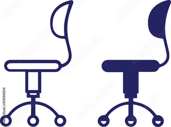 Obraz office chair, minimalist, simple design, blue, white background
