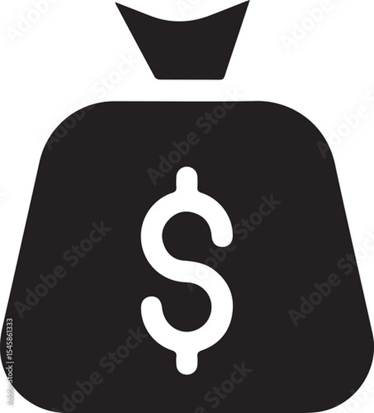 Obraz dollar,money,cash,currency,bag,black and white,simple,minimal,vector,icon