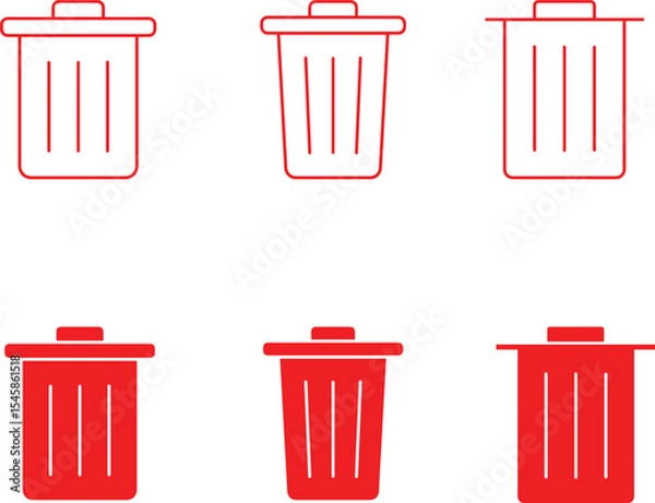 Obraz trash can, can, dustbin, garbage container, waste receptacle, trash disposal, household objects, vector illustration