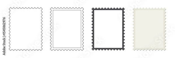 Fototapeta Set of blank postage stamps. Blank postage postmark. Empty mail delivery template.