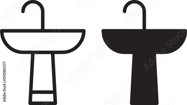 Obraz washbasin, sink, bathroom, red, white, minimalist, simple, geometric shapes, vector illustration