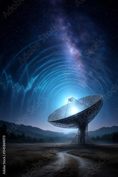 Fototapeta Radio waves traveling through deep space