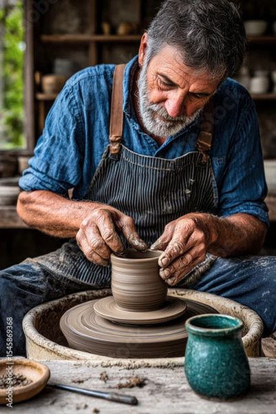 Fototapeta A potter working up close
