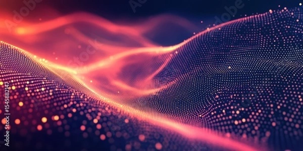 Fototapeta Abstract red and pink particle wave background