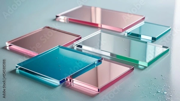 Obraz Vibrant Multi-Colored Acrylic Sheets, Abstract Translucent Glass Art