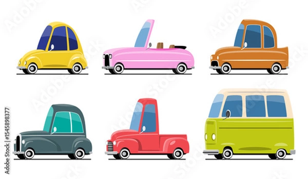 Fototapeta Luxury car vehicles set cartoon illustration . Flat design . Isolate on white background . Vector .