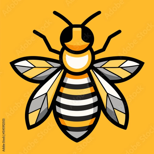 Fototapeta Minimalist Bee with Bold Lines Illustration Representing Nature, Pollination, and Modern Graphic Design
