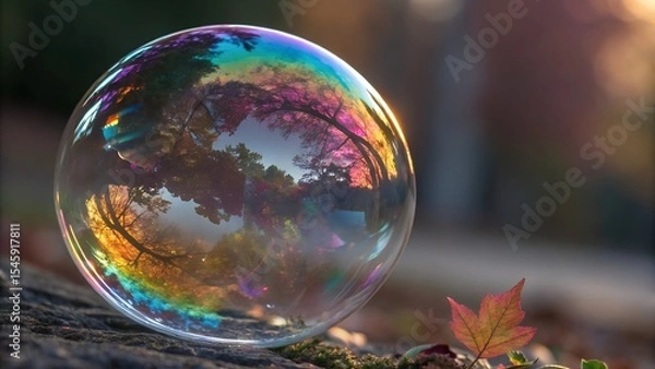 Fototapeta Abstract background with glass shape and colorful reflections. Close up view. 3d rendering.