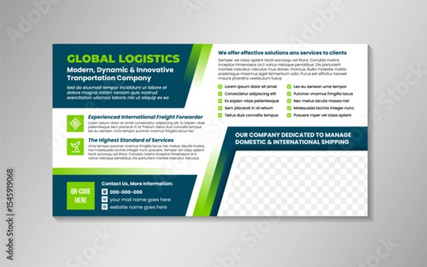 Obraz transport and logistics trade show banner template design, easily editable, printable. ensuring you make the most of every trade opportunity. horizontal layout web page with space for photo. 