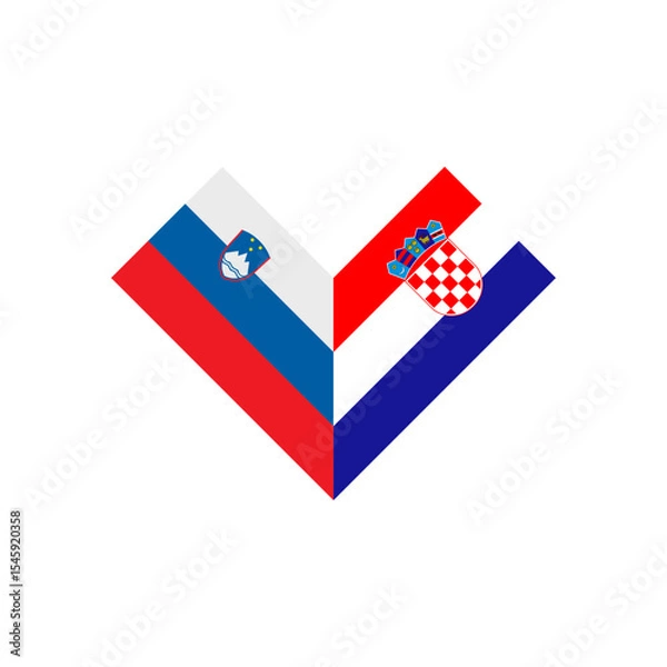 Fototapeta friendship concept. heart shape icon of slovenia and croatia flags. vector illustration isolated on white background
