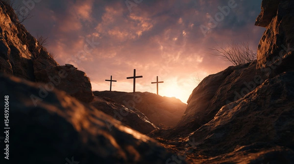 Obraz Golgotha Hill at Sunset
ゴルゴダの丘と夕暮れの十字架