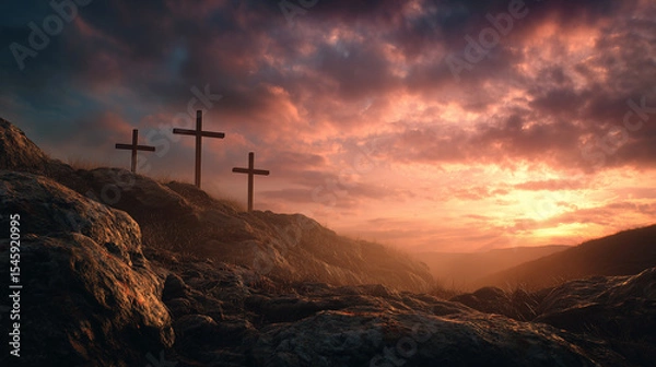 Obraz Golgotha Hill at Sunset
ゴルゴダの丘と夕暮れの十字架