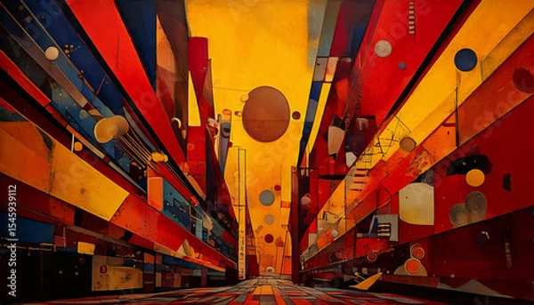 Fototapeta Abstract Cityscape in Red and Gold