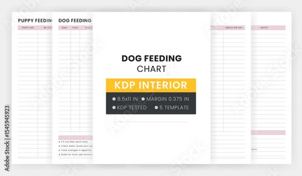 Fototapeta Dog Food Feeding Chart, Dog Feeding Schedule, Dog Feeding Log, New Puppy Feeding Chart
