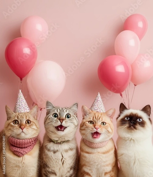 Fototapeta cat with balloons