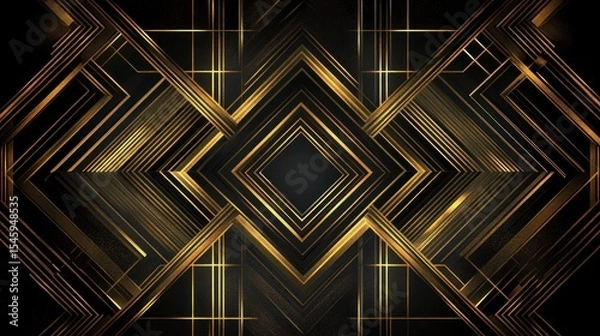Fototapeta Geometric gold pattern on dark background