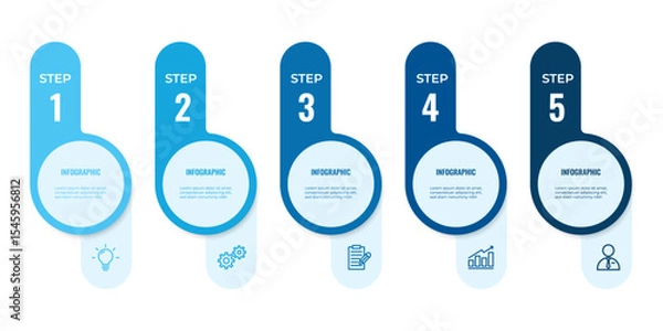 Obraz timeline infographic template. 5 step or options