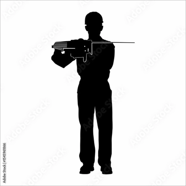 Fototapeta silhouette of a man with a chainsaw