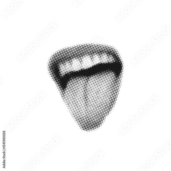 Obraz Female mouth tongue out with retro halftone style,crazy grunge template design,collage element