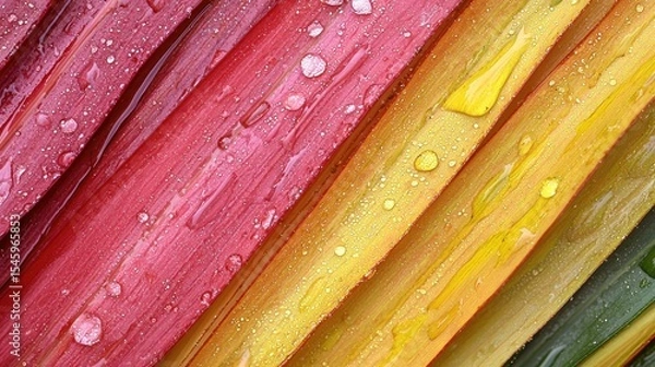 Obraz Multicolored leaves with water droplets.