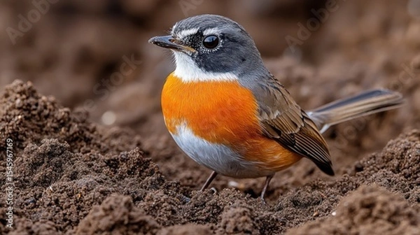 Obraz Close-up of a small bird with vibrant plumage.