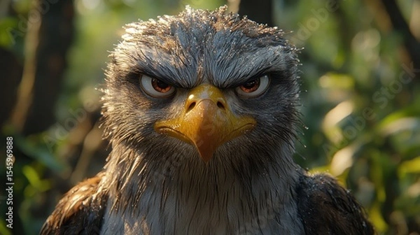 Obraz Close-up view of an angry cartoon bird.