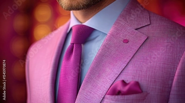 Obraz Close-up of a man's vibrant pink suit jacket.