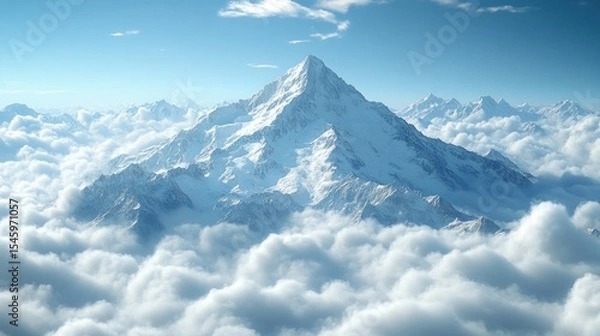 Obraz Majestic snow-capped peaks rise above a sea of clouds.