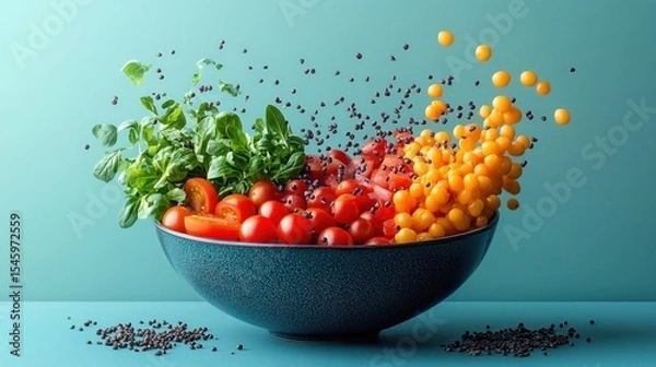 Obraz Colorful vegetables and seeds in a bowl.