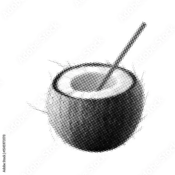 Obraz Cocktail with coconut with halftone texture,collage element