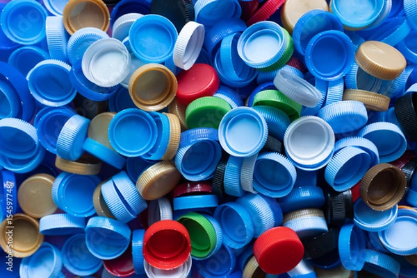 Fototapeta Close up plastic bottles for recycling to conserve the environment, recycling, reuse, garbage disposal, save the world concept