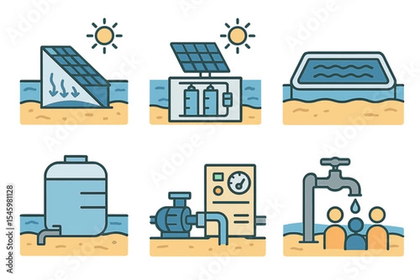 Fototapeta Innovative renewable energy solutions transforming water management in coastal areas during sunny weather
