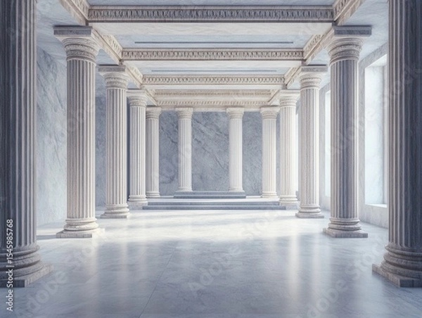 Fototapeta premium quality visual of ancient Greek architecture with pillars and a classical marble interior for showcasing a product., high detail, 8k