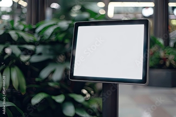 Fototapeta Mock Up Template Background Texture of a Blank White Touch Screen Kiosk Machine