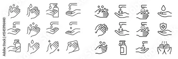 Fototapeta Handwashing icons illustrating various hygiene practices for health and safety