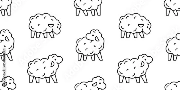 Obraz Seamless pattern with Sheep logo. isolated on white background
