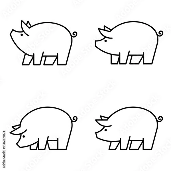 Obraz Set of Pig logo. Icon design. Template elements
